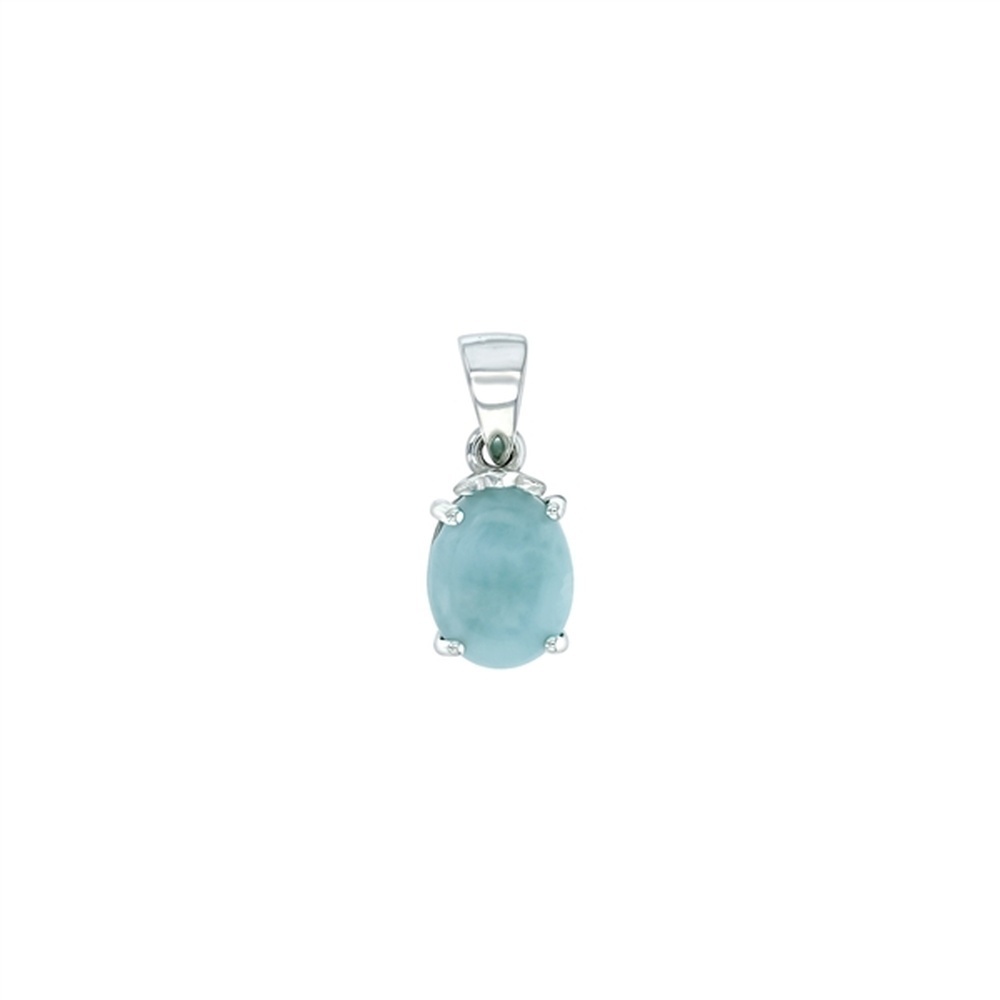 925 Sterling Silver Larimar Oval 8x10mm Pendant 1.35 gm
